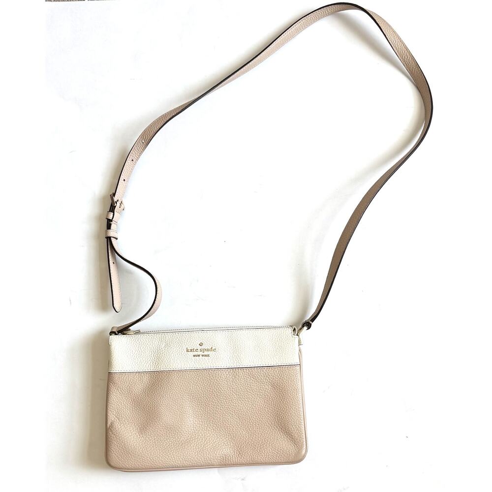 Kate Spade Soft Leather Shoulder Crossbody Purse Handbag Cream Pink 10"x7"x4"